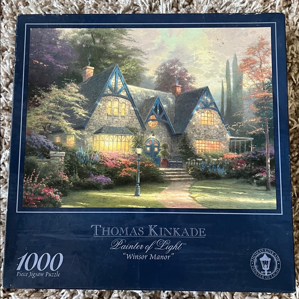 Thomas Kinkade Windsor Manor Puzzle with Blue and Green Accents